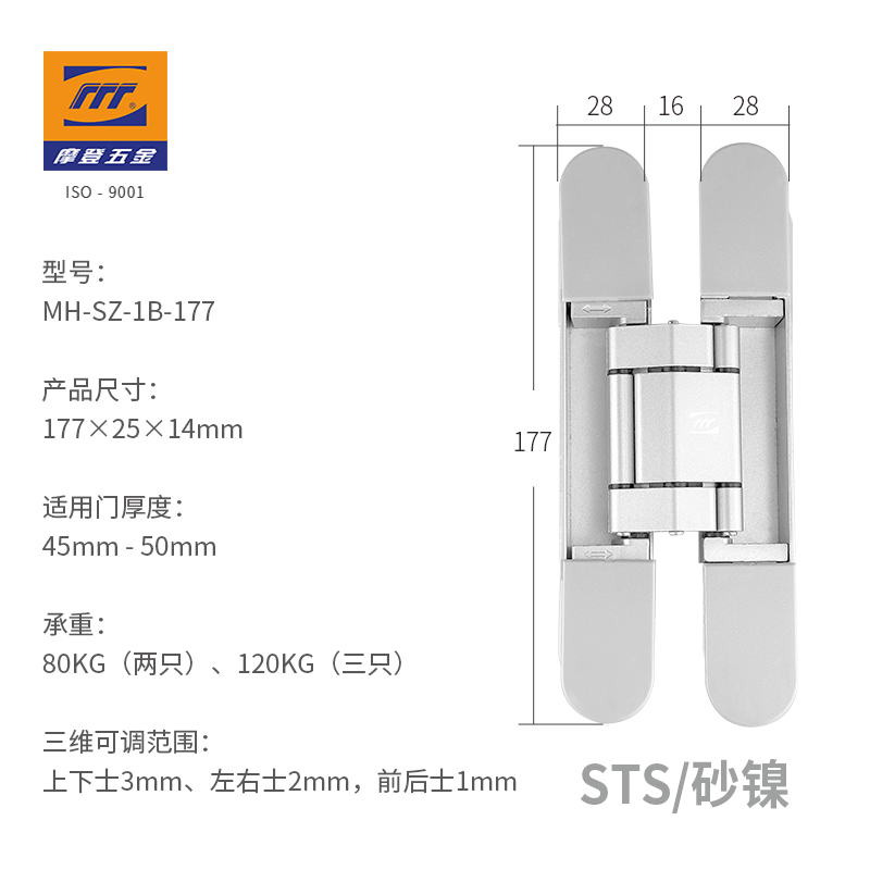 三维可调暗铰链｜MH-177/150